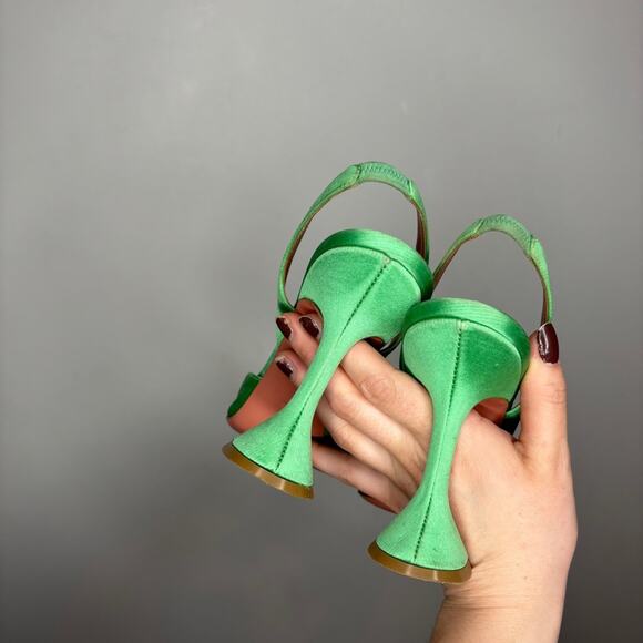 Amina Muaddi Green Begum Sling Heels - Picture 5 of 11